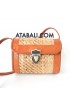 Mini rattan bag with leather design